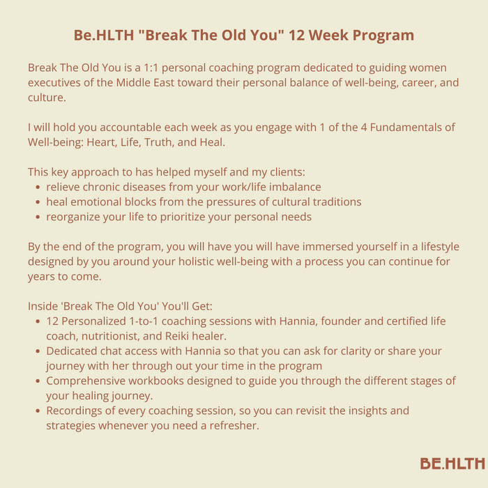 Be.HLTH "Break The Old You" 12 Week Program