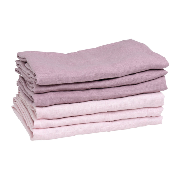 Mininor - Organic Muslin Towel, Rose/Heath Flower 6 - Pack