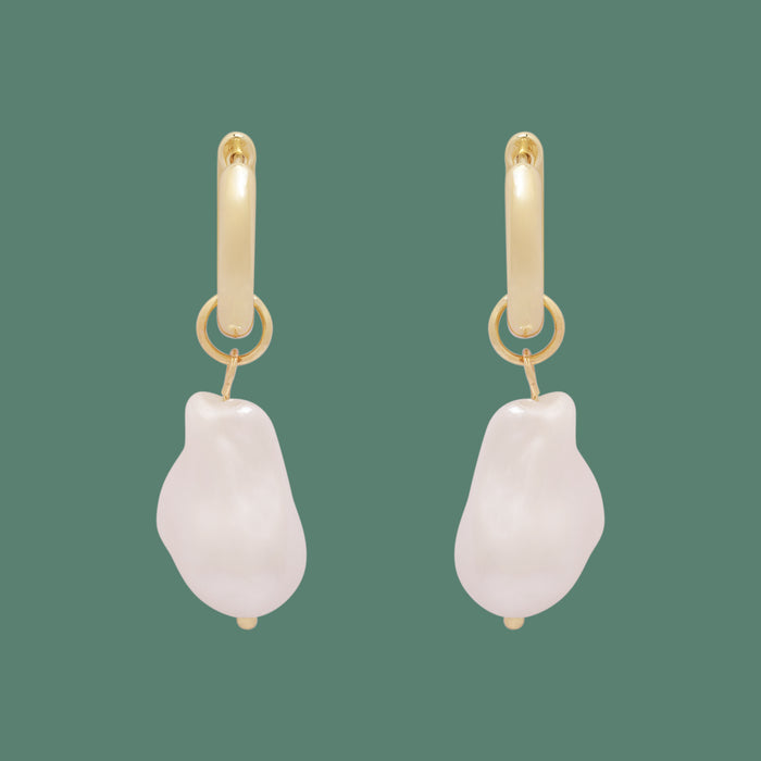 Pearl Pendant Hoop Earrings