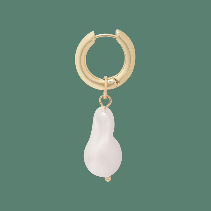 Pearl Pendant Hoop Earrings