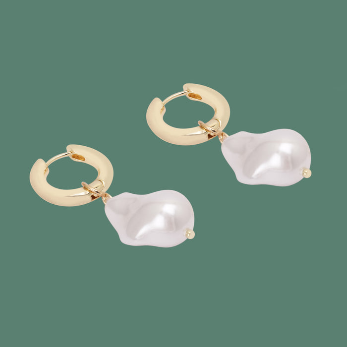 Pearl Pendant Hoop Earrings