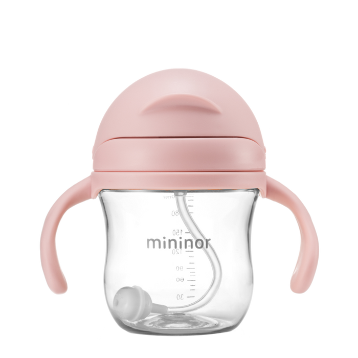 Mininor - Straw Bottle Tritan 220ml Rose