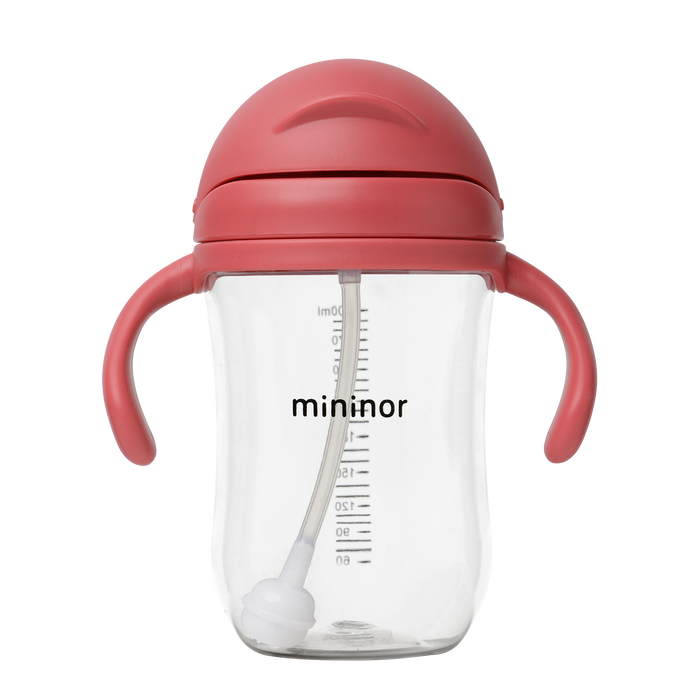 Mininor - Straw Bottle Tritan 330ml Rhubarb