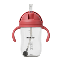 Mininor - Straw Bottle Tritan 330ml Rhubarb