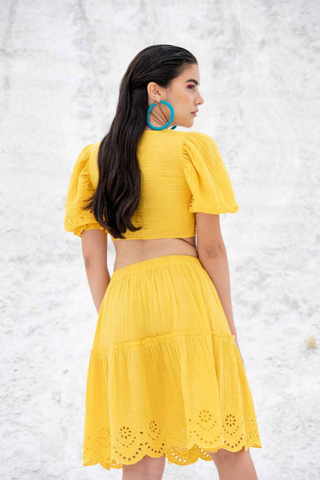 Sun yellow skirt with tie-top (Set of 2 products)