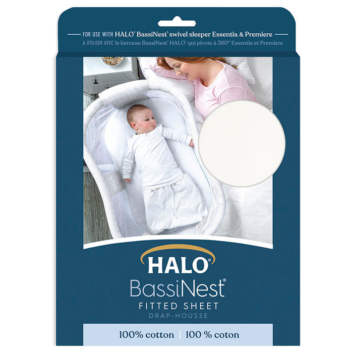 HALO BassiNest Fitted Sheet 100% Cotton White