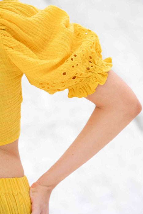 Sun yellow skirt with tie-top (Set of 2 products)