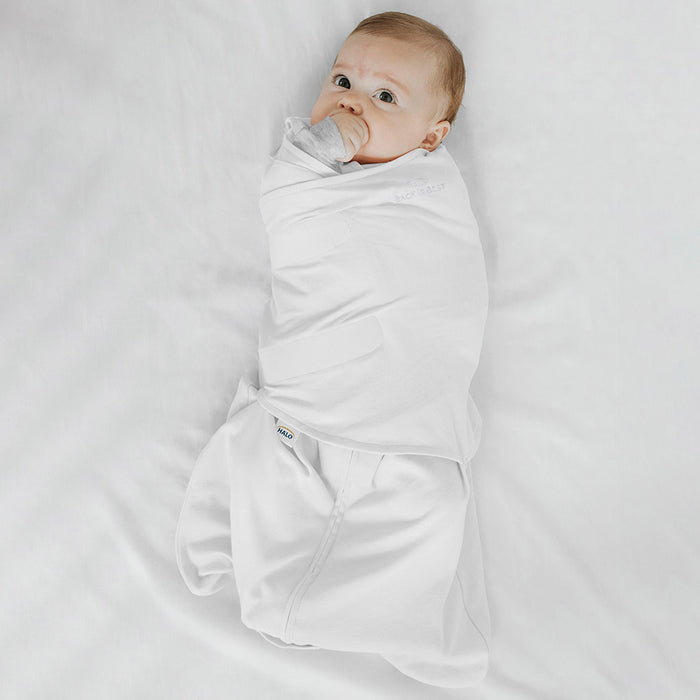 HALO SleepSack Swaddle 1.5 TOG 100% Cotton White (0-3m)