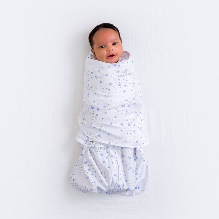 HALO SleepSack Swaddle 1.5 TOG 100% Cotton Midnight Moons Blue