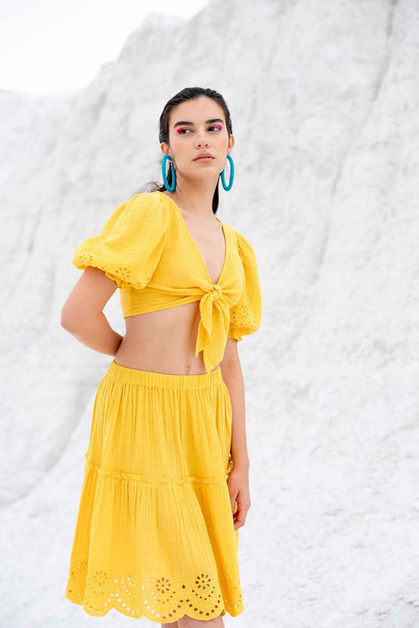 Sun yellow skirt with tie-top (Set of 2 products)