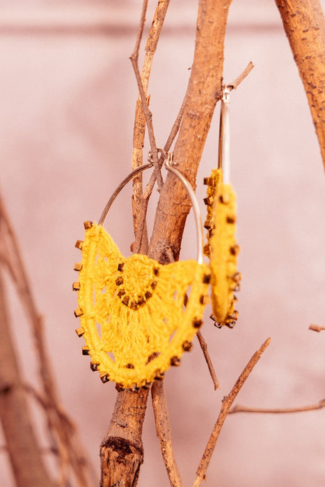 Bloom yellow crochet earrings