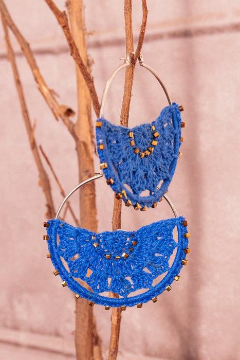 Beryl blue crochet earrings