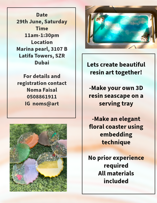 Noma’s Resin art workshop 29th June 2024 11 am