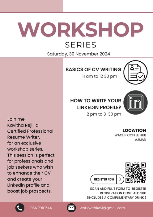 Workshop Series: CV Writing & LinkedIn Optimization - 30 November